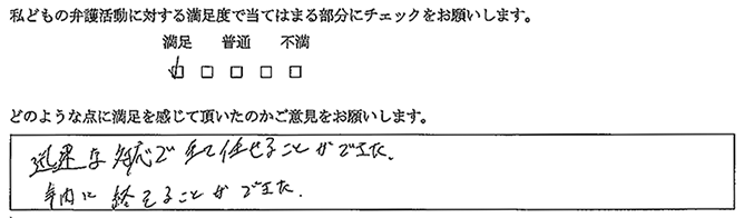 迅速な対応で全て任せることができた。